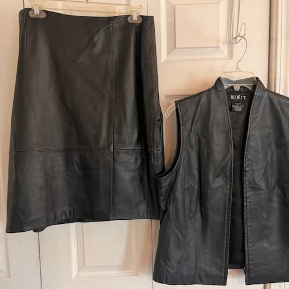 Mix It - Two Piece Leather Skirt and Vest